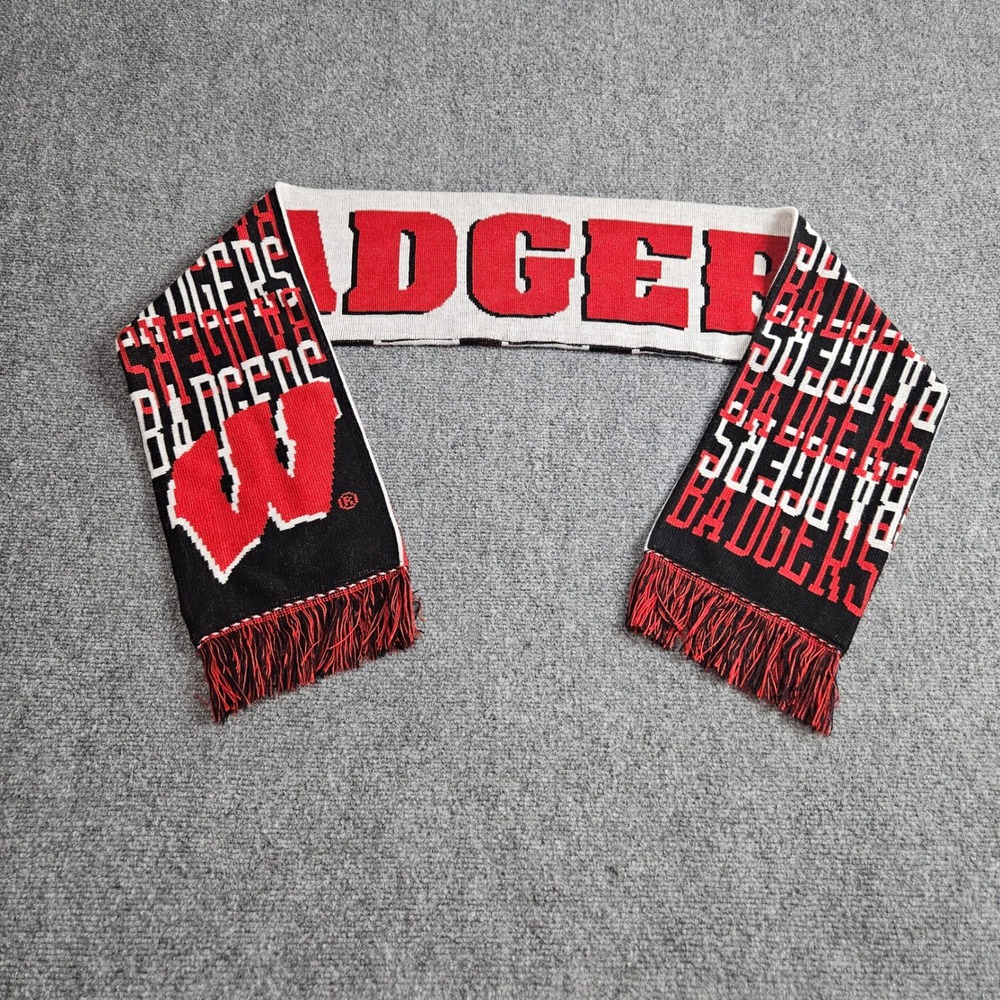 Wisconsin Badgers Knit Scarf Adidas Red White Black College Football Fan Gear